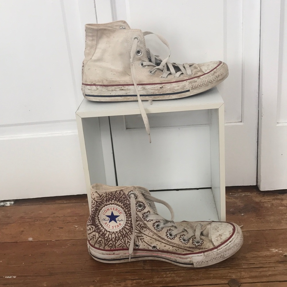 Hightop converse white original brown art